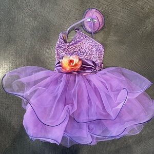 Lilac Tulle Party Dress with Floral Accent